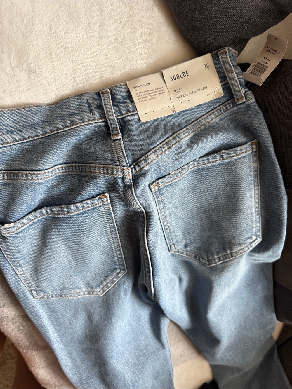 Agolde Riley High Rise Straight Jeans - Light Blue Wash